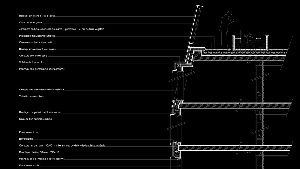 détail façade partie haute
