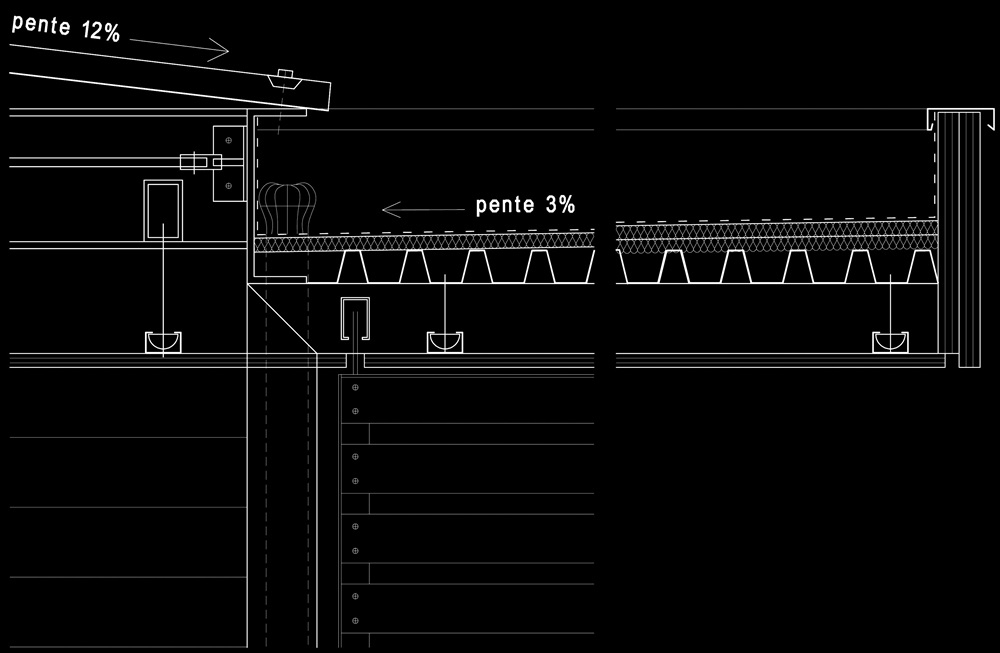 coupe de détail sur toiture 
