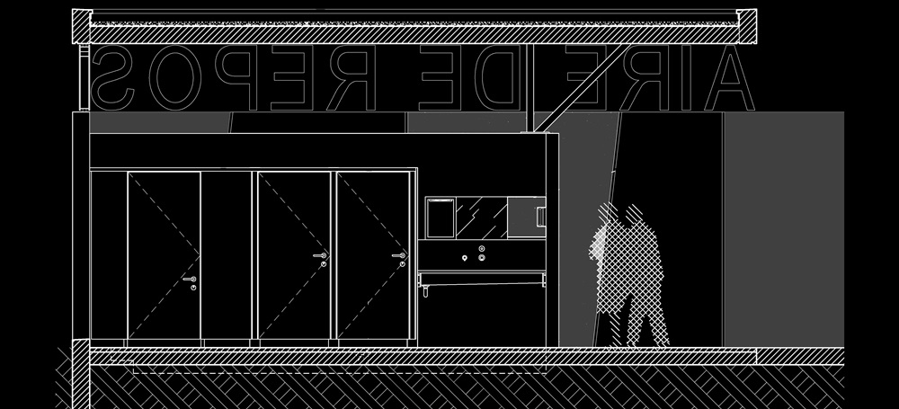 coupe sur bloc sanitaire
